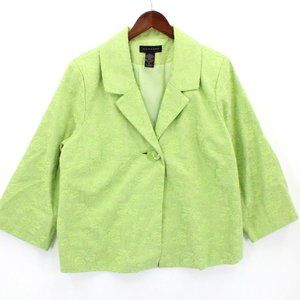 SilkLand Blazer Jacket Womens Light Green Floral Embroidered Lined Size XL